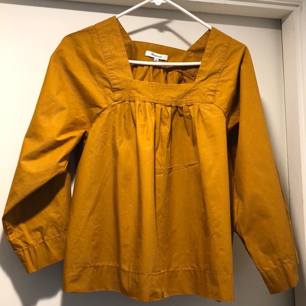 Madewell mustard square neck shirt